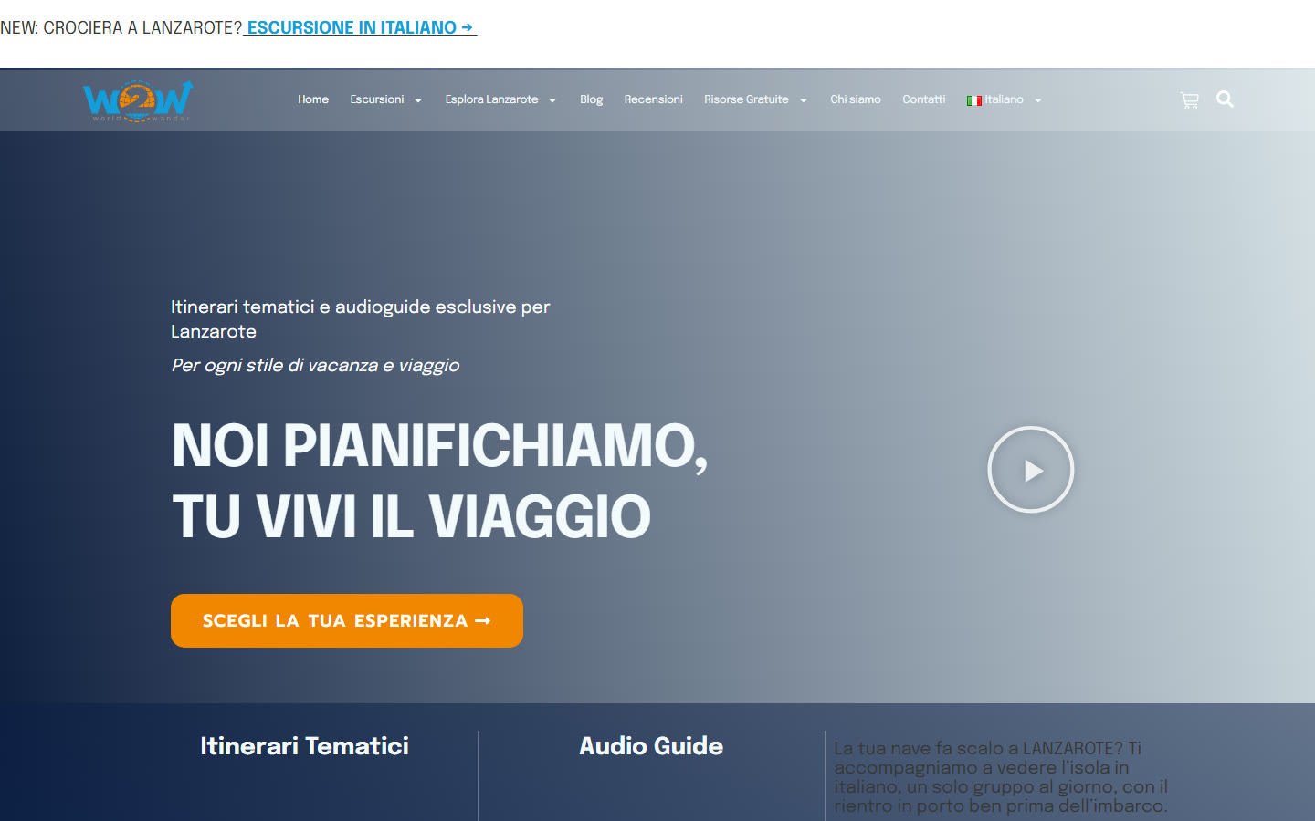 Home page del sito World2Wander